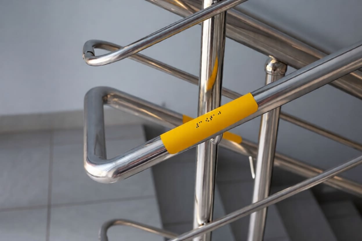 Тактильная наклейка на перилах