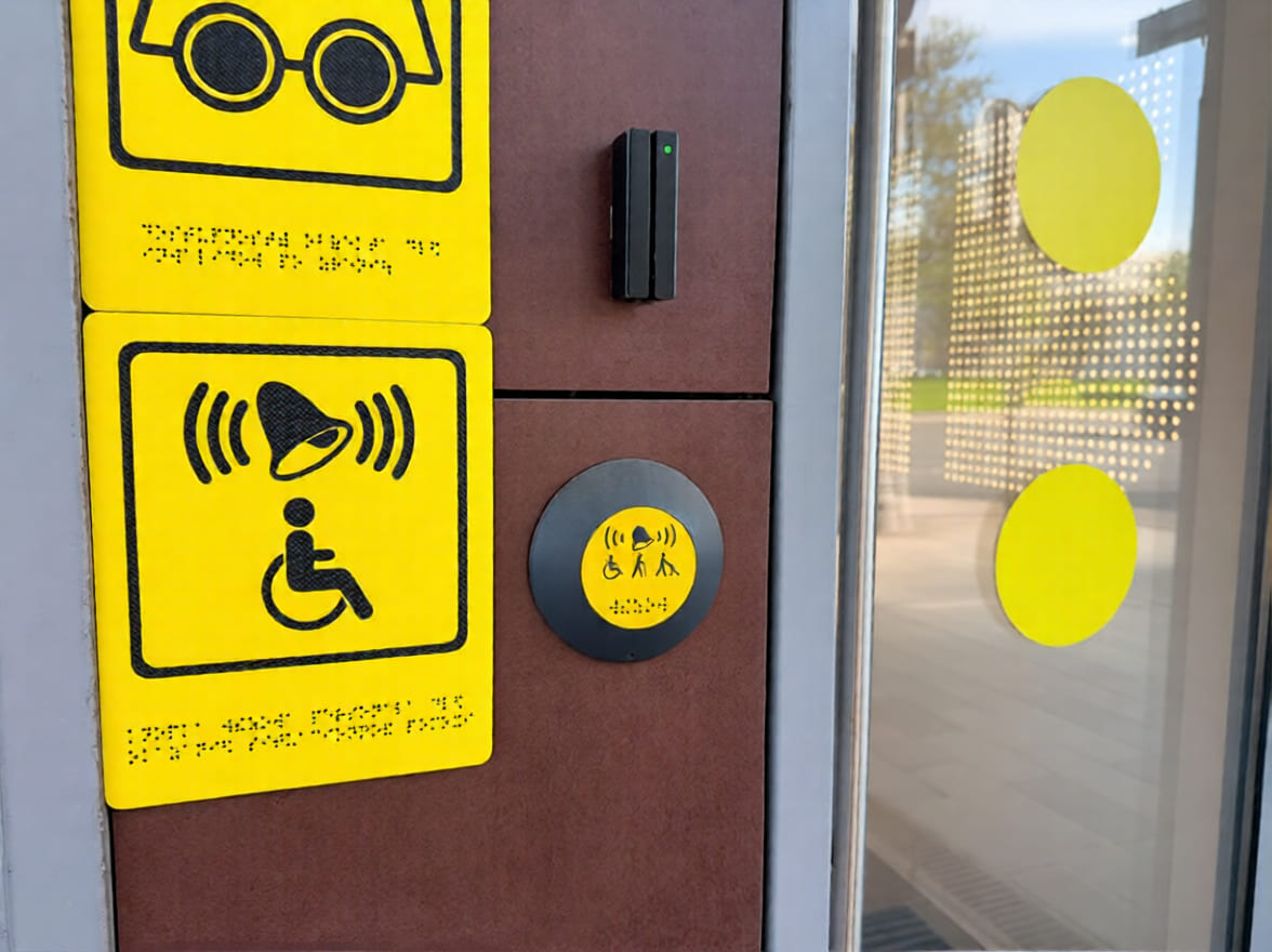 Тактильные наклейки на дверях